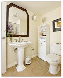 Pedestal sinks are minimal and modern making bathroom look big